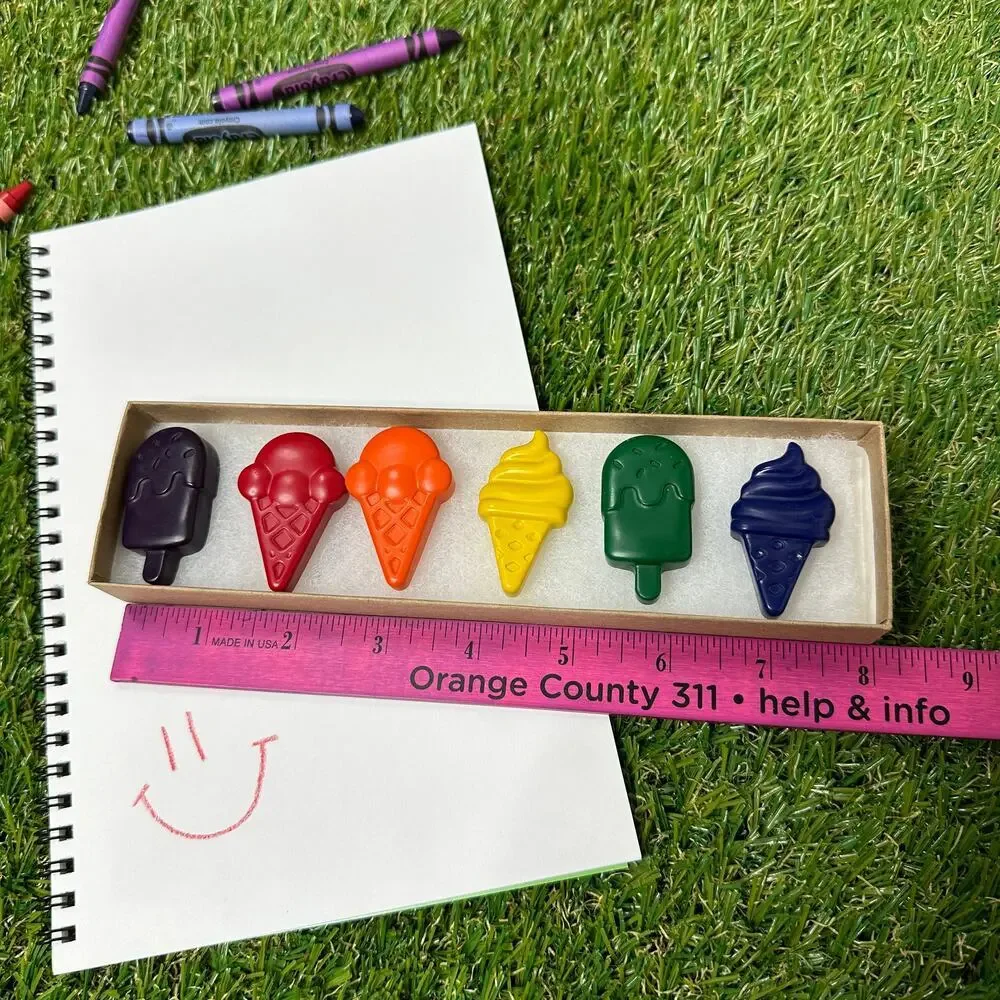 2/$30 Ice Cream Popsicle Crayons (6), Kids Boys Girls, Tropical Beach B-day Gift